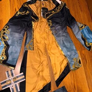 Cosplay jacket and short set blue gold